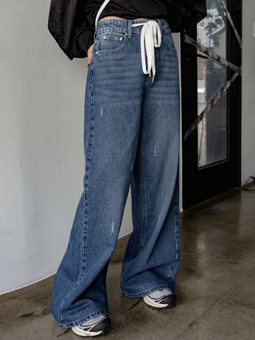 DAZY Drawstring Waist Wide Leg Jeans DAZY Drawstring Waist Wide Leg Jeans