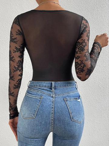 Sweetheart Neck Bustier Lace Bodysuit Sweetheart Neck Bustier Lace Bodysuit