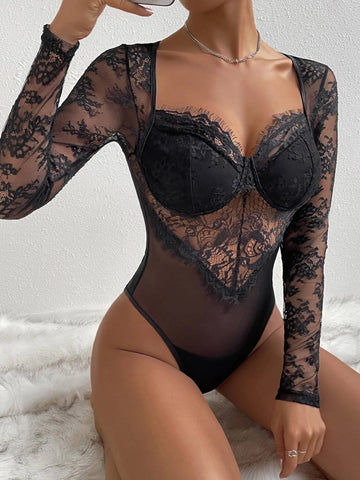 Sweetheart Neck Bustier Lace Bodysuit Sweetheart Neck Bustier Lace Bodysuit
