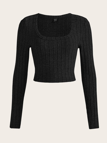 Solid Scoop Neck Crop Tee Solid Scoop Neck Crop Tee