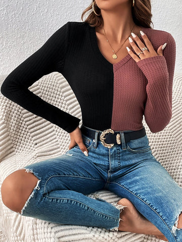 Two Tone V Neck Tee Two Tone V Neck Tee