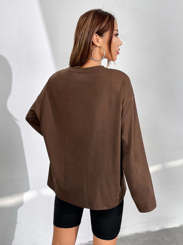 Butterfly & Letter Graphic Drop Shoulder Tee Butterfly & Letter Graphic Drop Shoulder Tee