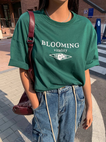 DAZY Mountain & Letter Graphic Drop Shoulder Tee DAZY Mountain & Letter Graphic Drop Shoulder Tee