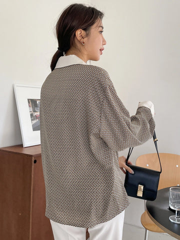 DAZY Allover Print Lapel Neck Drop Shoulder Shirt DAZY Allover Print Lapel Neck Drop Shoulder Shirt