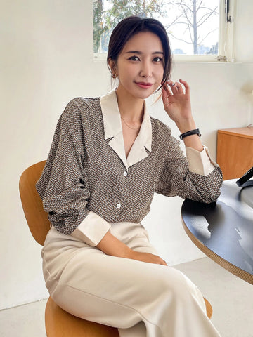 DAZY Allover Print Lapel Neck Drop Shoulder Shirt DAZY Allover Print Lapel Neck Drop Shoulder Shirt