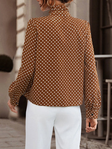 Polka Dot Ruffle Trim Shirt Polka Dot Ruffle Trim Shirt