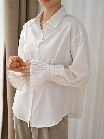 DAZY Pleated Cuff Drop Shoulder Shirt DAZY Pleated Cuff Drop Shoulder Shirt