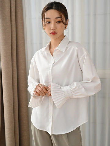 DAZY Pleated Cuff Drop Shoulder Shirt DAZY Pleated Cuff Drop Shoulder Shirt