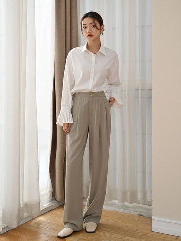DAZY Pleated Cuff Drop Shoulder Shirt DAZY Pleated Cuff Drop Shoulder Shirt