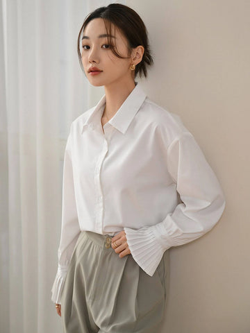 DAZY Pleated Cuff Drop Shoulder Shirt DAZY Pleated Cuff Drop Shoulder Shirt