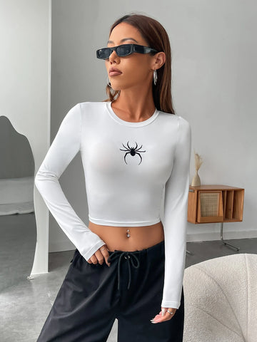 Spider Print Crop Tee Spider Print Crop Tee