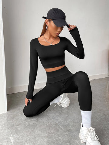 Scoop Neck Crop Tee & Leggings Scoop Neck Crop Tee & Leggings