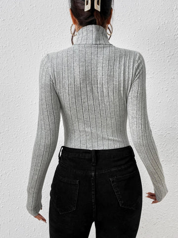 Turtleneck Ribbed Knit Bodysuit Turtleneck Ribbed Knit Bodysuit