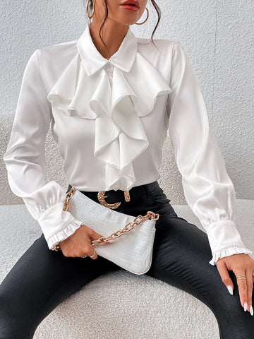 Ruffle Trim Flounce Sleeve Shirt Ruffle Trim Flounce Sleeve Shirt