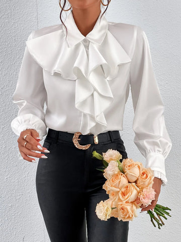 Ruffle Trim Flounce Sleeve Shirt Ruffle Trim Flounce Sleeve Shirt