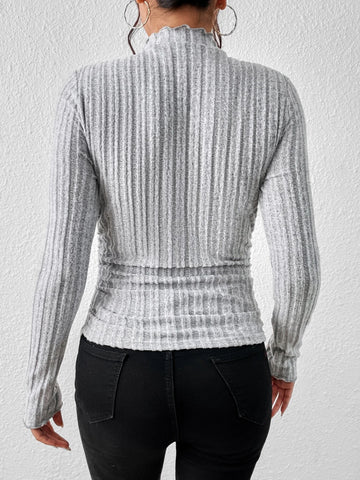 EZwear Mock Neck Lettuce Trim Tee EZwear Mock Neck Lettuce Trim Tee