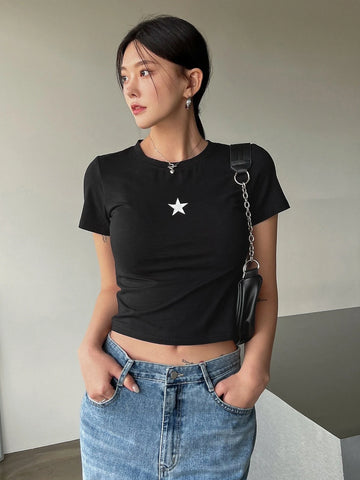 DAZY Star Print Crop Tee DAZY Star Print Crop Tee