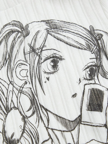 Figure Graphic High Neck Asymmetrical Hem Crop Tee Figure Graphic High Neck Asymmetrical Hem Crop Tee