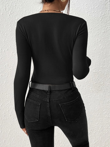 Felegant Scoop Neck Seam Detail Bodysuit Felegant Scoop Neck Seam Detail Bodysuit