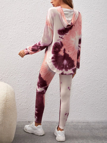 Unity Tie Dye Drop Shoulder Drawstring Hoodie & Leggings Unity Tie Dye Drop Shoulder Drawstring Hoodie & Leggings