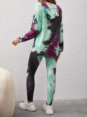 Unity Tie Dye Drop Shoulder Drawstring Hoodie & Leggings Unity Tie Dye Drop Shoulder Drawstring Hoodie & Leggings