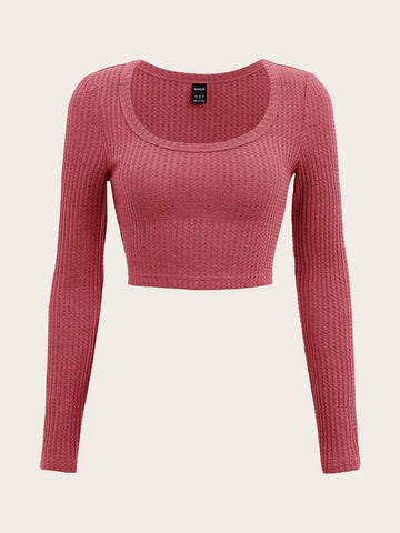 Scoop Neck Rib-knit Crop Tee Scoop Neck Rib-knit Crop Tee