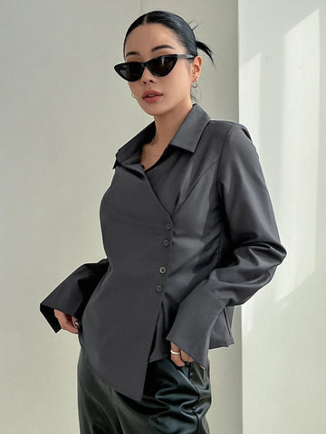 DAZY Solid Button Front Shirt DAZY Solid Button Front Shirt