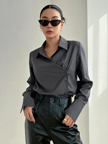 DAZY Solid Button Front Shirt DAZY Solid Button Front Shirt