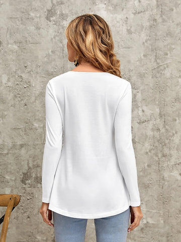 EMERY ROSE Button Front Ruched Tee EMERY ROSE Button Front Ruched Tee