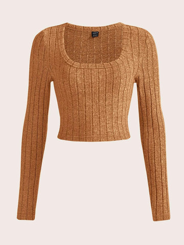 Solid Scoop Neck Crop Tee Solid Scoop Neck Crop Tee