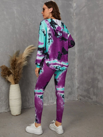 Tie Dye Drop Shoulder Hoodie & Leggings Tie Dye Drop Shoulder Hoodie & Leggings