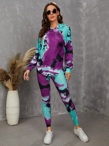 Tie Dye Drop Shoulder Hoodie & Leggings Tie Dye Drop Shoulder Hoodie & Leggings