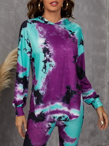 Tie Dye Drop Shoulder Hoodie & Leggings Tie Dye Drop Shoulder Hoodie & Leggings