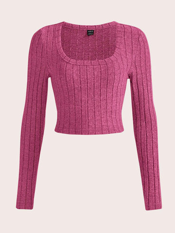 Solid Scoop Neck Crop Tee Solid Scoop Neck Crop Tee