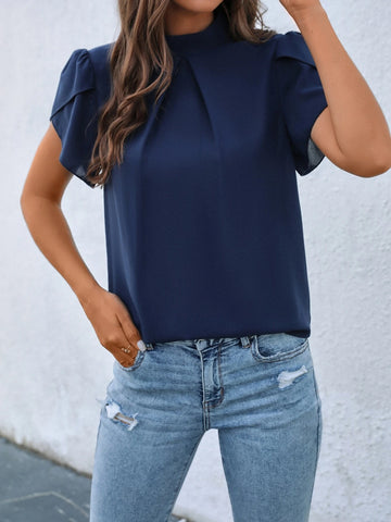 Mock Neck Petal Sleeve Blouse Mock Neck Petal Sleeve Blouse