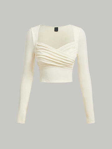 Sweetheart Neck Ruched Crop Tee Sweetheart Neck Ruched Crop Tee