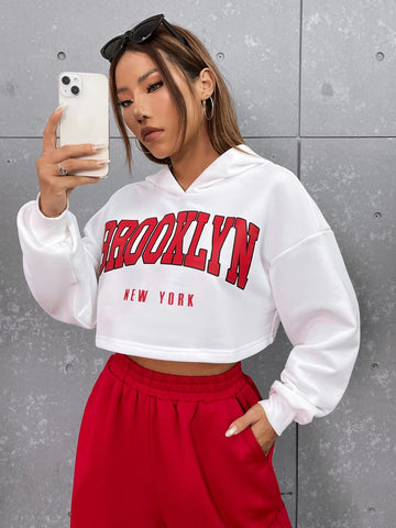 EZwear Letter Graphic Drop Shoulder Hoodie & Sweatpants EZwear Letter Graphic Drop Shoulder Hoodie & Sweatpants