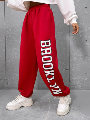 EZwear Letter Graphic Drop Shoulder Hoodie & Sweatpants EZwear Letter Graphic Drop Shoulder Hoodie & Sweatpants