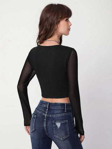 Hook and Eye Front Lace Crop Top. Hook and Eye Front Lace Crop Top.