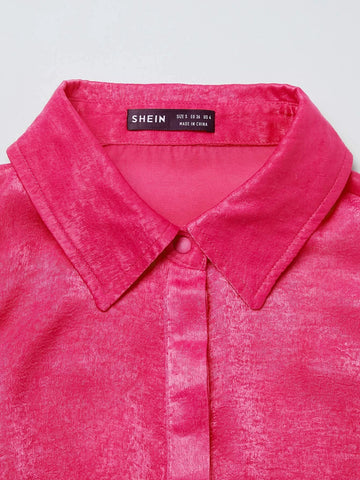 Pleated Lantern Sleeve Shirt Dress Pleated Lantern Sleeve Shirt Dress