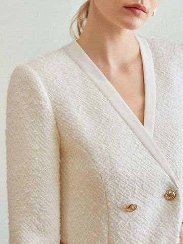 MOTF PREMIUM WOOL-MIX TWEED FITTED DRESS WITHOUT BELT MOTF PREMIUM WOOL-MIX TWEED FITTED DRESS WITHOUT BELT