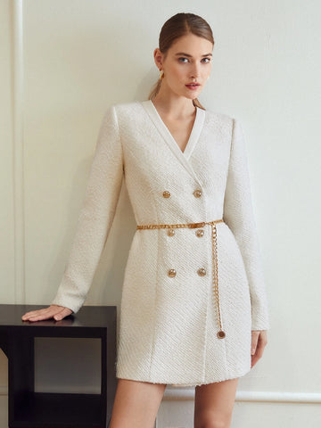 MOTF PREMIUM WOOL-MIX TWEED FITTED DRESS WITHOUT BELT MOTF PREMIUM WOOL-MIX TWEED FITTED DRESS WITHOUT BELT