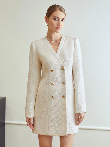 MOTF PREMIUM WOOL-MIX TWEED FITTED DRESS WITHOUT BELT MOTF PREMIUM WOOL-MIX TWEED FITTED DRESS WITHOUT BELT