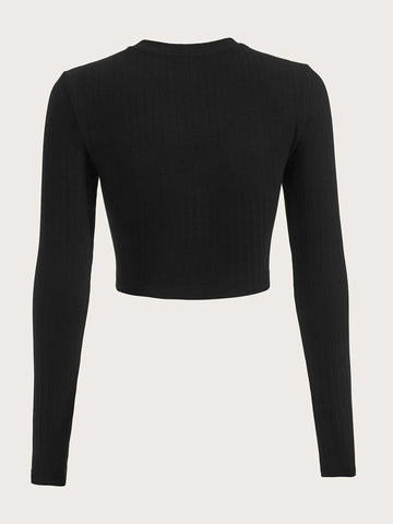 Two Tone Letter Patched Detail Bandana Hem Crop Tee Two Tone Letter Patched Detail Bandana Hem Crop Tee