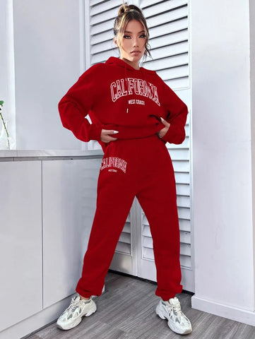 Letter Graphic Kangaroo Pocket Drop Shoulder Drawstring Hoodie & Sweatpants Letter Graphic Kangaroo Pocket Drop Shoulder Drawstring Hoodie & Sweatpants