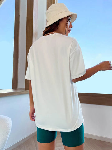 Letter Pattern Drop Shoulder Tee Letter Pattern Drop Shoulder Tee