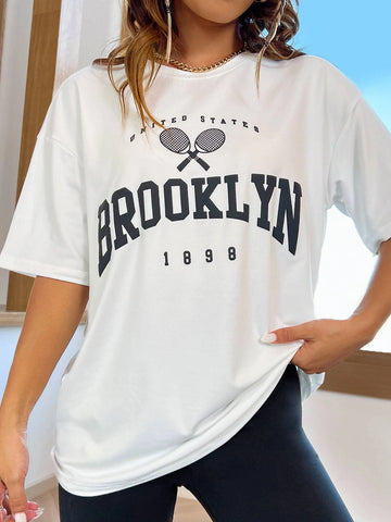 Letter Graphic Drop Shoulder Tee Letter Graphic Drop Shoulder Tee