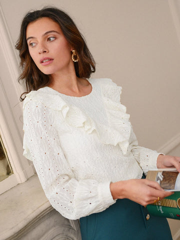 Frenchy Ruffle Trim Lantern Sleeve Tee Frenchy Ruffle Trim Lantern Sleeve Tee