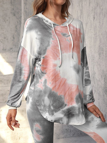 Unity Tie Dye Drop Shoulder Drawstring Hoodie & Leggings Unity Tie Dye Drop Shoulder Drawstring Hoodie & Leggings