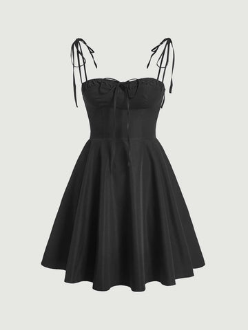 Solid Tie Shoulder Cami Dress Solid Tie Shoulder Cami Dress